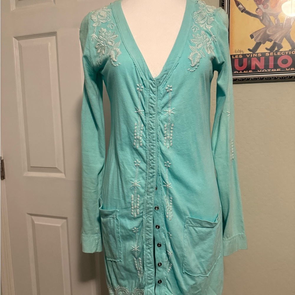 Johnny Was Turquoise Embroidered Tunic